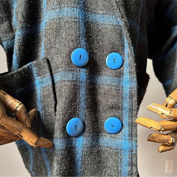 Vintage Diesel Plaid Jacket 80s – Blue & Gray, Double Breasted, Unisex - Picture 11 of 17